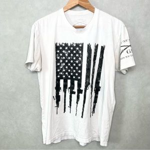 Grunt Style Men's Large Rifle Flag White Black Graphic T-Shirt 100% Cotton